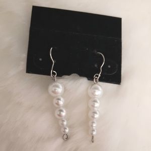 White handmade Pear Drop Earings ( DJ)